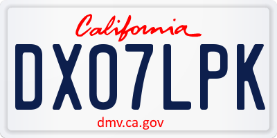 CA license plate DX07LPK
