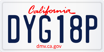 CA license plate DYG18P