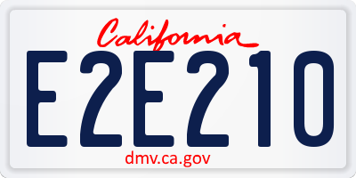 CA license plate E2E210