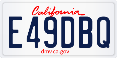 CA license plate E49DBQ