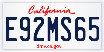 CA license plate E92MS65