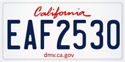 CA license plate EAF2530