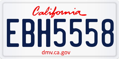 CA license plate EBH5558