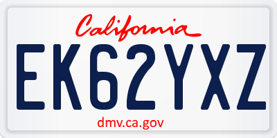 CA license plate EK62YXZ