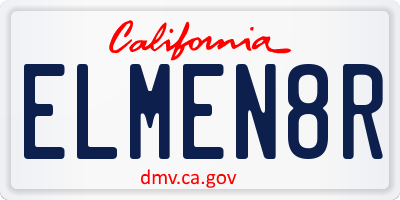 CA license plate ELMEN8R