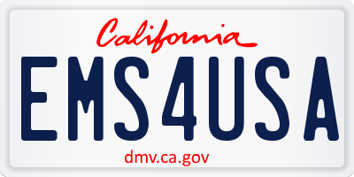 CA license plate EMS4USA