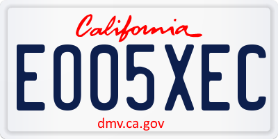CA license plate EO05XEC