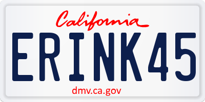 CA license plate ERINK45