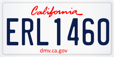 CA license plate ERL1460