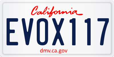 CA license plate EVOX117