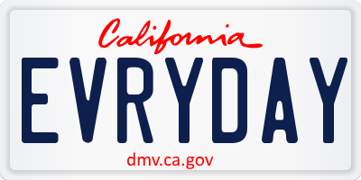 CA license plate EVRYDAY