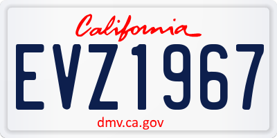 CA license plate EVZ1967