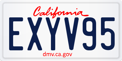 CA license plate EXYV95