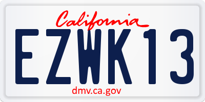CA license plate EZWK13