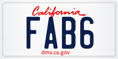 CA license plate FAB6