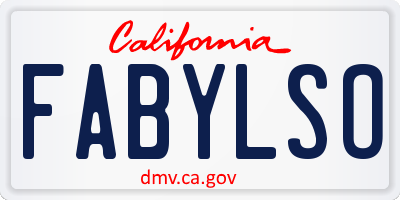 CA license plate FABYLSO