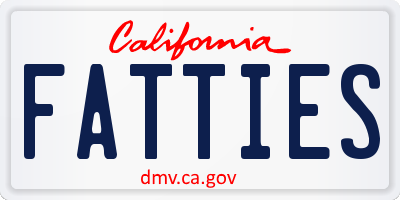 CA license plate FATTIES