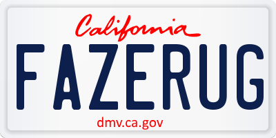 CA license plate FAZERUG