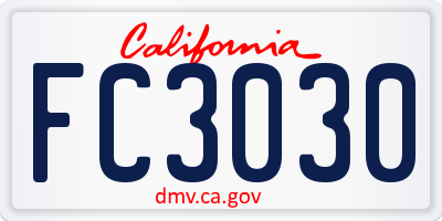 CA license plate FC3030