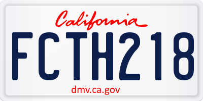 CA license plate FCTH218