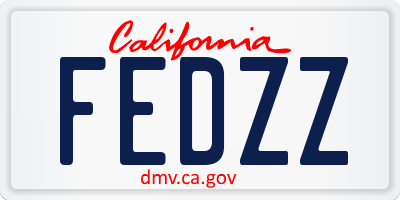 CA license plate FEDZZ