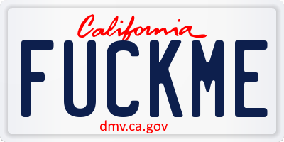 CA license plate FUCKME