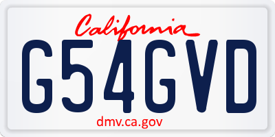 CA license plate G54GVD