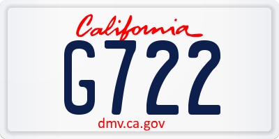 CA license plate G722