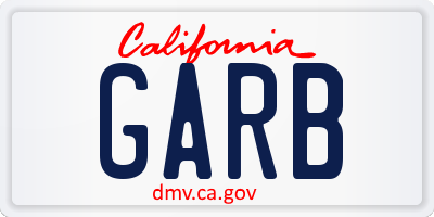 CA license plate GARB