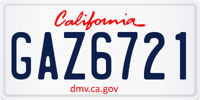 CA license plate GAZ6721