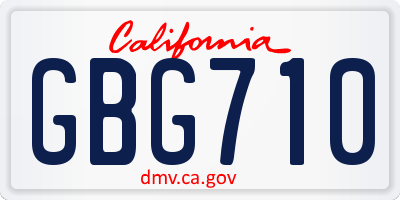 CA license plate GBG710
