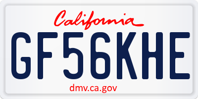 CA license plate GF56KHE