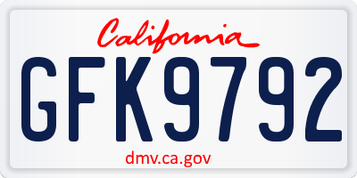 CA license plate GFK9792
