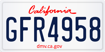 CA license plate GFR4958