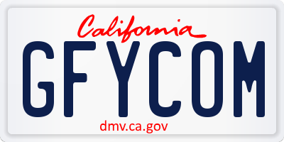 CA license plate GFYCOM