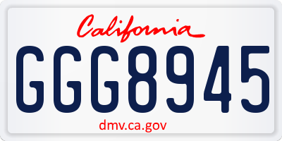 CA license plate GGG8945