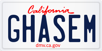 CA license plate GHASEM