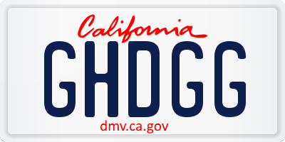 CA license plate GHDGG