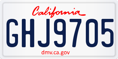 CA license plate GHJ9705