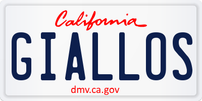 CA license plate GIALLOS