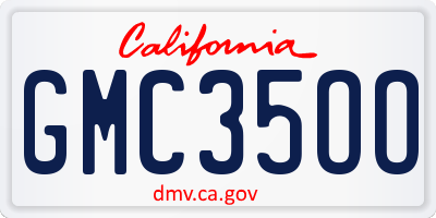 CA license plate GMC35OO