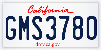 CA license plate GMS3780