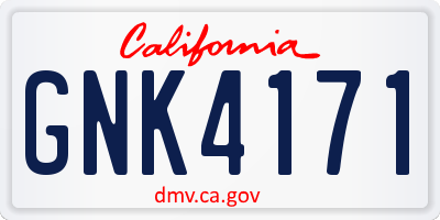 CA license plate GNK4171