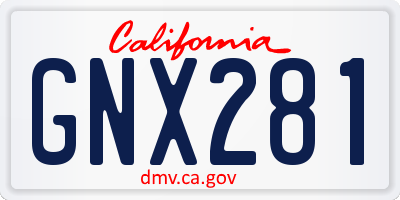 CA license plate GNX281