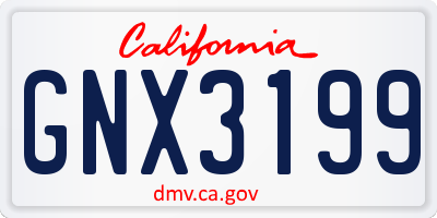 CA license plate GNX3199