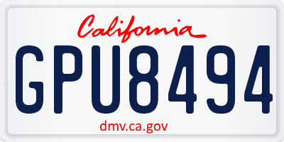 CA license plate GPU8494
