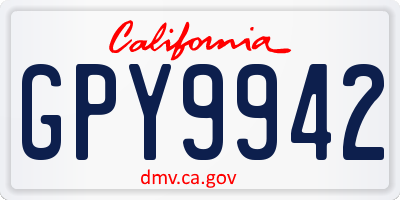CA license plate GPY9942