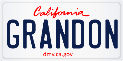 CA license plate GRANDON