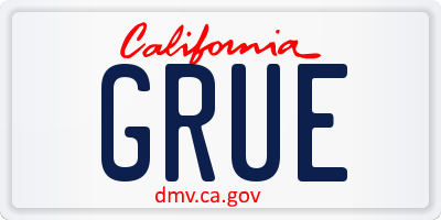 CA license plate GRUE