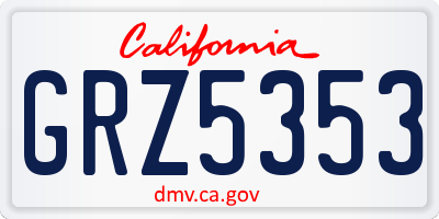 CA license plate GRZ5353